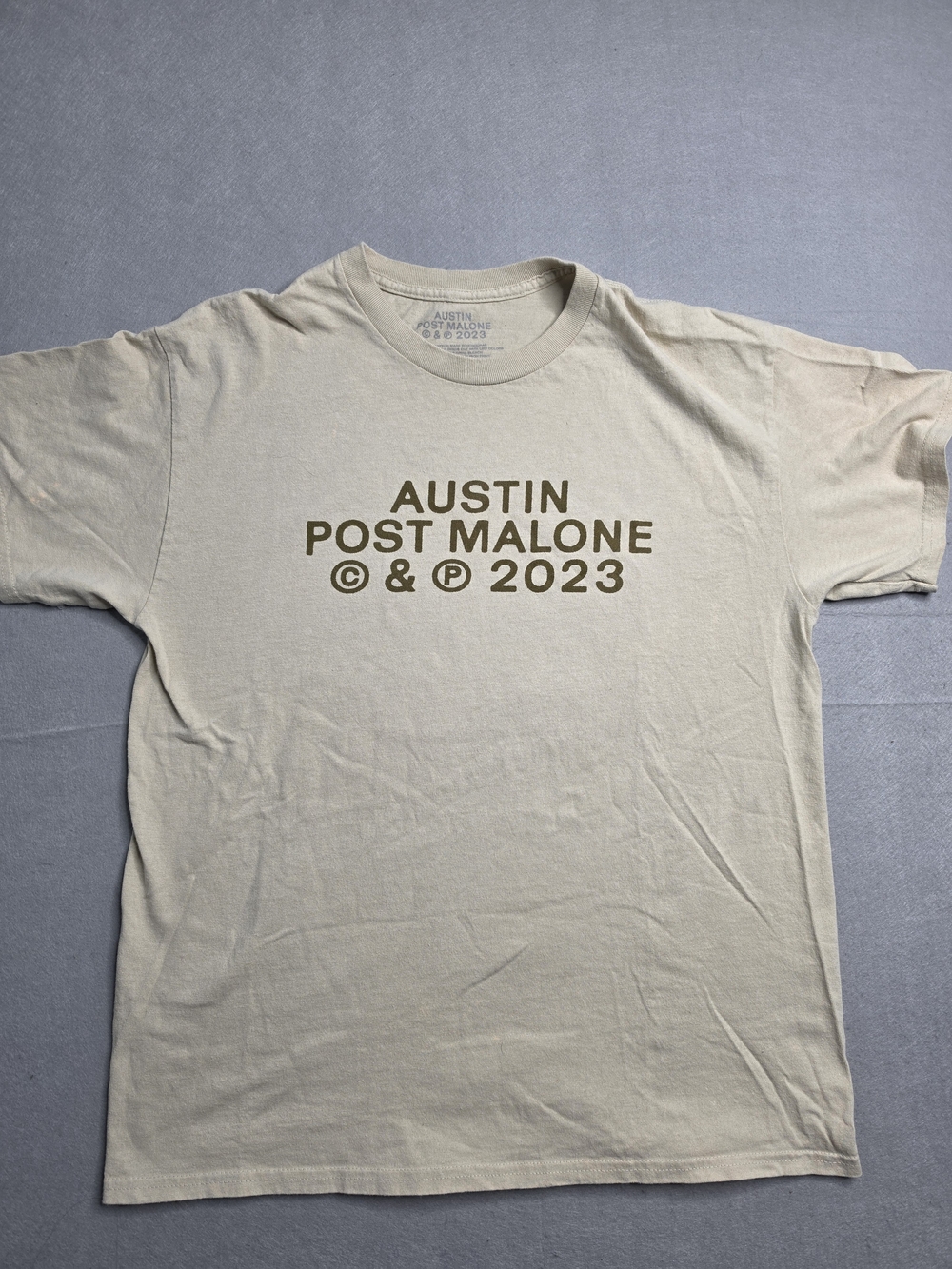 2023 Post Malone Tour T Shirt Mens Large Beige Short Sleeve Concert Music Merch